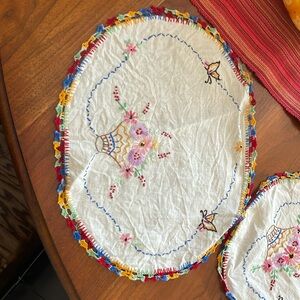 Two hand-embroidered table covers